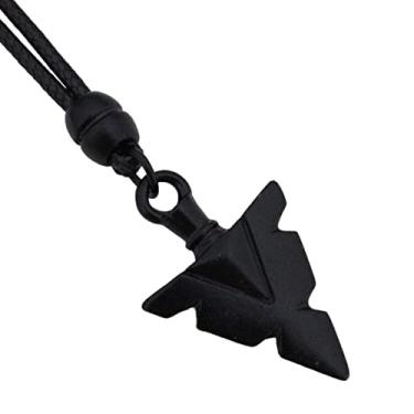 Imagem de Colar de Couro Ajustável Tradicional Ponta de Flecha Preto Fosco
