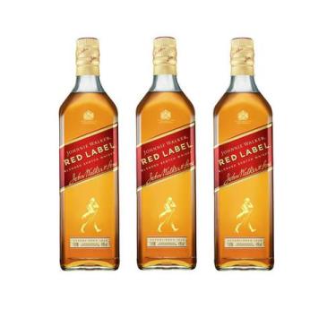 Imagem de Kit Whisky Johnnie Walker Red Label Blended 1L 3 Unidades