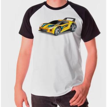 Imagem de Camiseta Raglan Carro De Corrida Amarelo Turbo