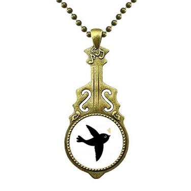 Imagem de DIYthinker Lover Bird Colar estilo citação de coração com pingente de violão antigo