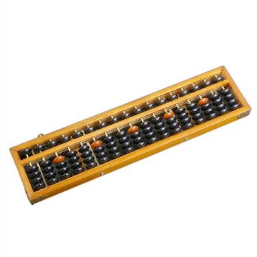 Imagem de 17 Hastes de Madeira Abacus Soroban Japonês Japonês Chinês Calculadora Ferramenta de Contagem com Botão de Reiniciação 14" Estilo Vintage