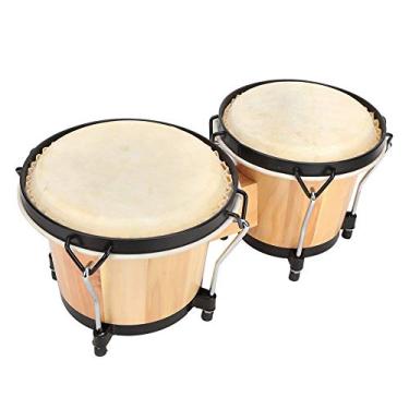 Imagem de JULYKAI Tambor de Percussão Goatskin Tambor Djembe, Instrumento Musical Djembes Tambor com Chave para Player de Música, Crianças Iniciantes