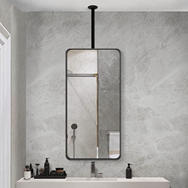 Imagem de Espelho de haste suspenso Espelho montado no teto claro e prático, espelhos decorativos para parede com moldura de metal preto, espelho de maquiagem espelho de maquiagem lança de espelho personalizável (tamanho: 40cmx60cm) () decoração