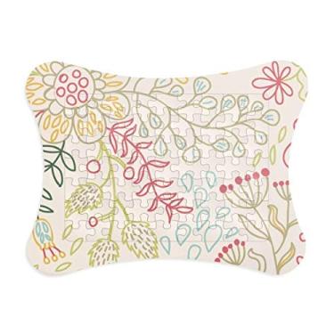 Imagem de Moldura de quebra-cabeça de pintura de plantas de folhas de linha, enfeite de quebra-cabeça