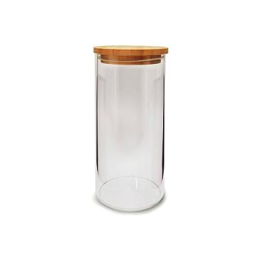 Imagem de YOI, 8120210006, Pote Hermético Tampa Eco 1L Vika Vidro Borosilicado, cor Transparente, Bambu