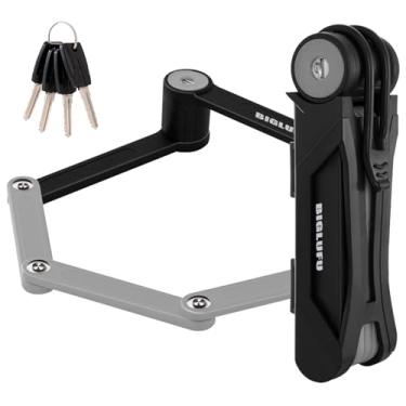 Imagem de BIGLUFU Fechadura de bicicleta, fechaduras dobráveis de bicicleta com 4 chaves, cadeado de corrente de motocicleta de scooter de bicicleta, trava dobrável de liga de aço resistente com suporte de montagem 2 peças, desdobramento de 86 cm/34 polegadas, 900 g (cinza)