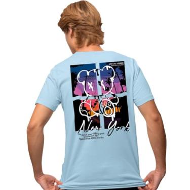Imagem de Camisa Camiseta Genuine Grit Masculina Estampada Algodão 30.1 Ted New York - G - Azul Bebe