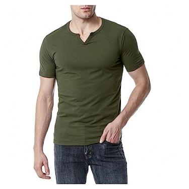 Imagem de Camiseta masculina atlética de manga curta ultramacia leve lisa camiseta de ginástica de secagem rápida, Verde militar, XG