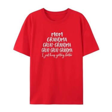 Imagem de Camiseta de manga curta para mamãe com gráficos engraçados, Vermelho, 3G