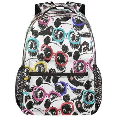Imagem de Mochila Toprint fofa de animal Panda com óculos coloridos bolsa de ombro para viagem