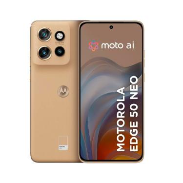 Imagem de Smartphone Motorola Edge 50 Neo 5G Latte Vegan Leather, Processador Dimensity 7300, 256GB, 8GB + 8GB RAM Boost, Câmera 50MP, Moto AI e Tela 6,4"