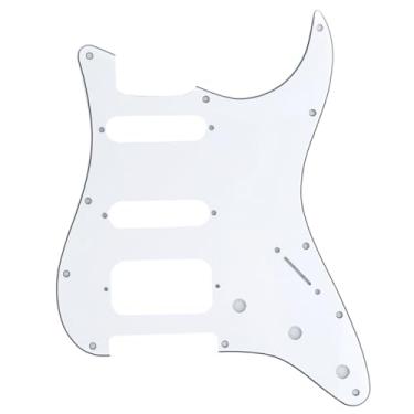 Imagem de Musiclily Pro 11 Furos Canto Redondo Escudo Guitarra HSS Strato Pickguard para Stratocaster EUA/Mexicana Captadores Abertos,3 Camadas Branco
