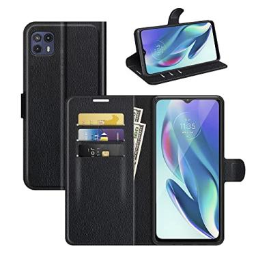 Imagem de Capa para Moto G50 5G, couro PU com suporte para cartão de crédito, carteira fina flip com suporte, capa protetora para Motorola Moto G50 5G (preta)