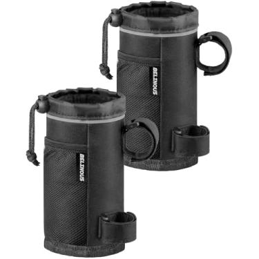 Imagem de Belinous Suporte de copo de bicicleta, suporte de garrafa de água de até 680 g, suporte de bebida para guidão de bicicleta, tecido Oxford com bolsos de malha para e-bike, scooter, cruiser, cadeira de