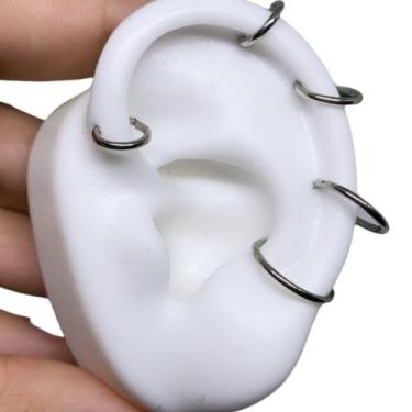 Imagem de Piercing Argola Articulada Clicke Segmentada Prateada Aço Cirúrgico - 