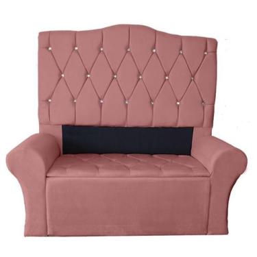 Imagem de Kit Cabeceira + Recamier Luxo Com Botões Strass Estofada Super King 19