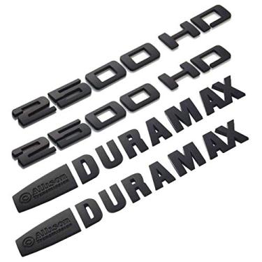 Imagem de Conjunto de 4 peças Allison Duramax mais 2500HD Emblemas 3D Adesivos Placas de identificação de substituição para Silverado 2500 HD (preto fosco)
