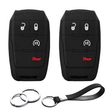 Imagem de 2 peças compatíveis com 2021 2020 2019 Ram 2500 3500 4500 5500 Captador de caminhão Smart 4 botões preto protetor de capa de silicone sem chave apenas para botão de partida caminhão com partida remoto do motor