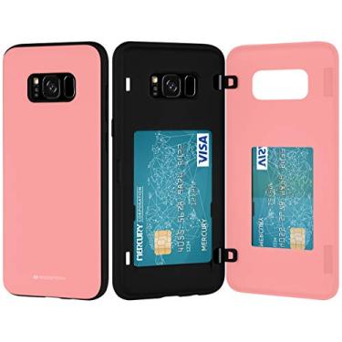 Imagem de Capa carteira para Galaxy S8 Plus da Goospery com suporte para cartão, capa protetora para celular com camada dupla S8P-MDB, rosa