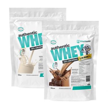Imagem de Kit 2 Authentic Whey 900g Natural + Chocolate - WiseHealth