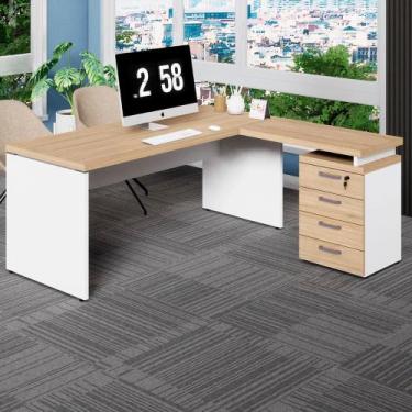 Imagem de Mesa L Escrivaninha 1,70m Gaveteiro 4 Gavetas Pés Painel F5 - F5 Offic