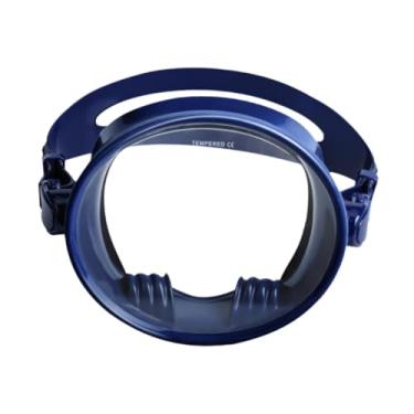 Imagem de menolana Máscara de mergulho com lente única, óculos de natação, à prova de vazamento, lente transparente, profissional, antiembaçante, formato oval, para, Azul Escuro