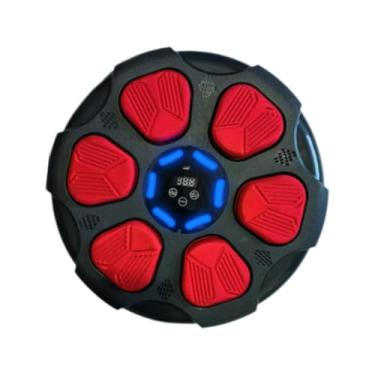Imagem de Dynwave Máquina de boxe musical eletrônico, alvo de parede com luz, treinador de boxe montado na parede, almofada de perfuração para esportes, academia em, Vermelho Preto Sem Luvas
