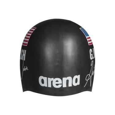Imagem de Arena Signature Collection Gretchen Walsh Autograph Touca de natação unissex de silicone moldado para treinamento e corrida, tamanho único, preta