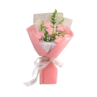Imagem de XLWLLNJ Buquê de flor de crochê FLOR FLOR FLOR FLORESSA MADO BUCET MADE, Rosa
