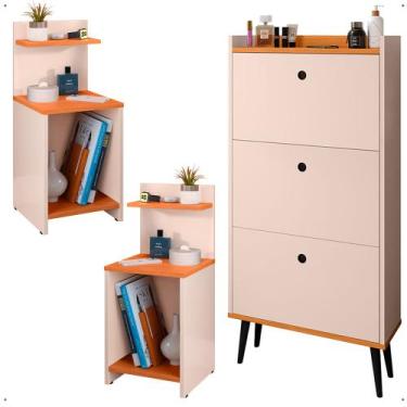 Imagem de Kit Quarto 2 Mesas Cabeceira Mesinha Fantasy Lateral Cama Sapateira Ve