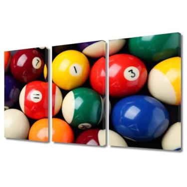 Imagem de 3 peças de arte de parede em tela decoração moderna de pôsteres de sinuca de piscina impressões de bolas de bilhar impressão de imagem close-up entusiastas do snooker decoração de parede de quarto