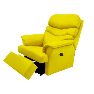 Imagem de Poltrona Reclinável Elétrica Confortável Suede Amarelo