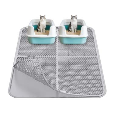 Imagem de Windhunt Tapete de areia de silicone para gatos, tapete de armadilha de areia extra grande, tapete de camada dupla para chão, fácil de limpar, tapete de coleta de areia antiderrapante, necessidades de