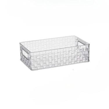 Imagem de Bandeja Decorativa Caixa Organizadora Multiuso Resistente Transparente Cesto Estilo Glacial((P) Transparente 9591)
