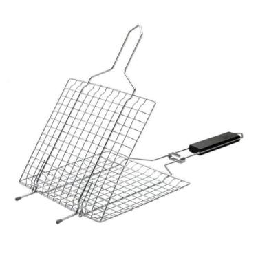 Imagem de Cesta de churrasqueira portátil de metal para churrasco, camarão, peixe, grade de rede para legumes, cesta de churrasqueira