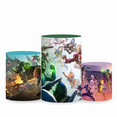 Imagem de Trio de Capa Cilindro para Festa Infantil Veste Fácil c/ Elástico Fortnite - Fera Print