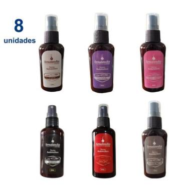 Imagem de Kit 8 Cheirinho de Carro Odorizador Automotivo Aromatizador Spray 60ml