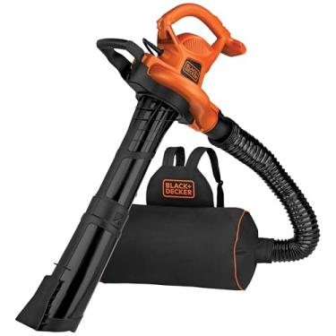 Imagem de BLACK+DECKER Soprador elétrico de folhas, aspirador de folhas e mulcher 3 em 1, sopradores de mochila para cuidados com o gramado, fluxo de ar de 400 km/h, potência de entrega de 400 cfm, saco