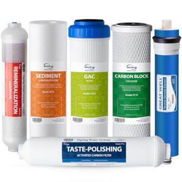 Imagem de iSpring Filtros de água de substituição sob a pia com certificação NSF F6K75, sistemas de filtragem de água RO de osmose reversa de 6 estágios com filtro mineral alcalino, conjunto de suprimento de