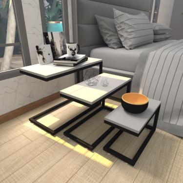 Imagem de Mesa De Cabeceira Industrial Cinza Mdf Canto Quarto Mesas De Cabeceira Mesinha Cabeçeira Cabiceira