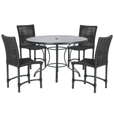 Imagem de Mesa Ascoli Com 4 Cadeiras Cannes De Alumínio Trama Preto