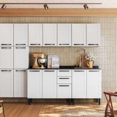 Imagem de Cozinha Compacta Em Aço 5 Peças 16 Portas 2 Gavetas Itatiaia Florença Branco Neve