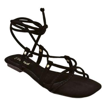 Imagem de Sandália Rasteira Feminina Amarração Estilo Gladiadora Epiphany, 35 BR