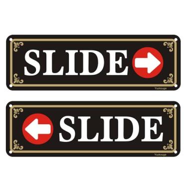 Imagem de Yuzkouge Placa deslizante para porta com fita adesiva - 1 conjunto de 25,4 x 7,6 cm, placa de porta de alumínio, à prova de intempéries, resistente ao desbotamento (preto)