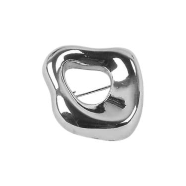 Imagem de Broche geométrico vintage para mulheres homens banhado a ouro prata broche de lapela oco minimalista joia para terno fantasia festa acessórios de peito simples metal exclusivo corpete, 1, Metal, Sem