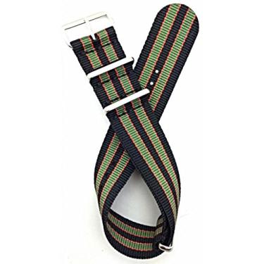 Imagem de Pulseira de relógio de tecido de nylon estilo NATO de 24 mm - preto/vermelho/verde, Pulseira