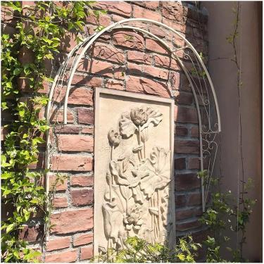 Imagem de Treliça Em Arco De Rosa Para Plantas Trepadeiras - Arco De Pérgola De Jardim De Metal Para Portas E Entradas, Design Semicircular Montado Na Parede, Perfeito Para Espaços, White, 150 x 21 x 147cm