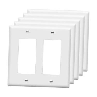 Imagem de Fenteer 5x Placas de tomada duplex padrão dos EUA, tampas de interruptor, placas de parede decorativas leves, painéis de soquete duplex para escritório, 2 Furos