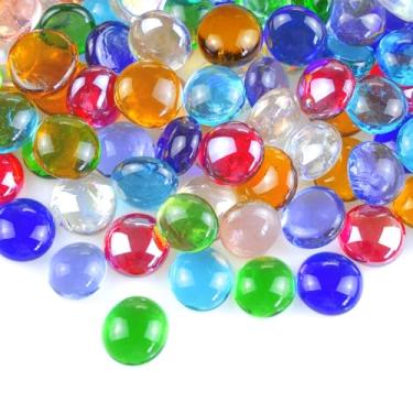 Imagem de KINGOU Pedras de vidro plano/mármores/pedras/contas para enchimento de vasos, dispersão de mesa, jogos - 17-19 mm, aprox. 3/10.2 cm) - colorido