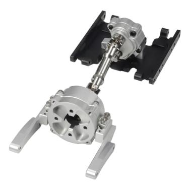 Imagem de Metal Front Planetary Gearbox Transfer Case Transmission Drive Shaft Skid Plate Set for 1/10 RC Rock Crawler SCX10 II 90046 Chassis Metal Prefixal Gearbox Upgrade (Silver)